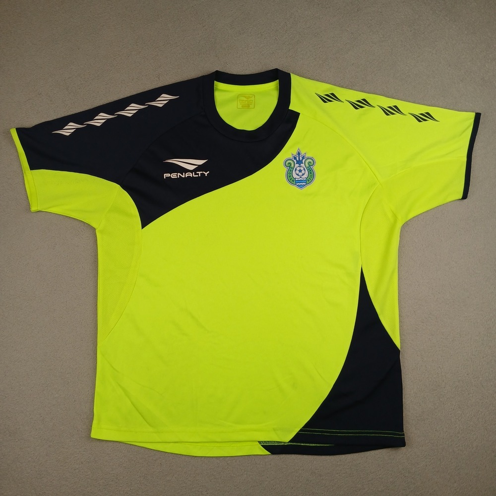Penalty Shonan Bellmare Soccer Jersey Men O Neon Yellow Navy Blue J-League Shirt